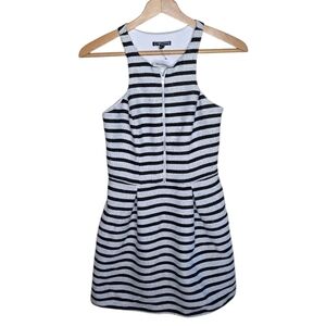 Express | Black & White Striped Halter Mini Skater Dress Size 2